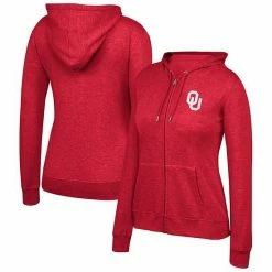 Wholesale 🧨 Unbranded 👩 Women's Top Of The World Heathered Crimson Oklahoma Sooners Essential 2-Hit Full-Zip Hoodie 😀