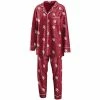 New ✔️ Unbranded 👩 Women's WEAR By Erin Andrews Crimson Oklahoma Sooners Long Sleeve Button-Up 👕 Shirt & Pants Sleep Set 🔥