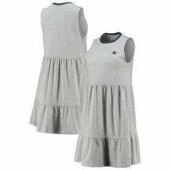 New 💯 Unbranded 👩 Women's Lauren James Heathered Gray Dallas Cowboys Tiered 👗 Dress ❤️