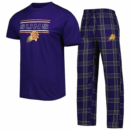 Outlet ๐ Unbranded Men's Concepts Sport Purple/Black Phoenix Suns Badge T-Shirt & Pajama Pants Sleep Set ๐งจ - Image 2