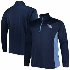 Hot Sale 🛒 Unbranded Men's Navy/Light Blue Tennessee Titans Big & Tall Quarter-Zip Jacket 🎉
