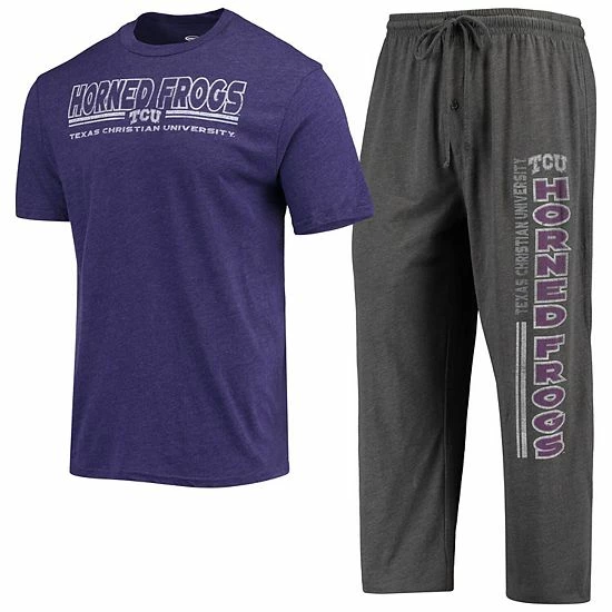 Discount ๐ฏ Unbranded Men's Concepts Sport Heathered Charcoal/Purple TCU Horned Frogs Meter T-Shirt & Pants Sleep Set ๐ - Image 2