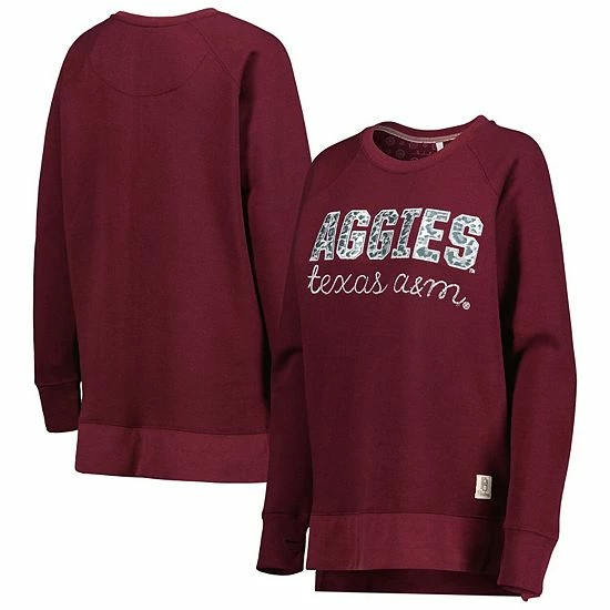 Outlet ๐ฏ Unbranded ๐ฉ Women's Pressbox Maroon Texas A&M Aggies Steamboat Animal Print Raglan Pullover Sweatshirt ๐ฅฐ - Image 2