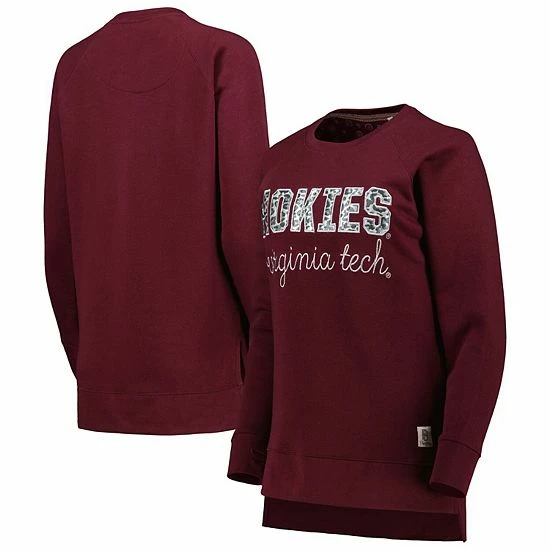 New 😀 Unbranded 👩 Women's Pressbox Maroon Virginia Tech Hokies Steamboat Animal Print Raglan Pullover Sweatshirt 🎁 - Image 2