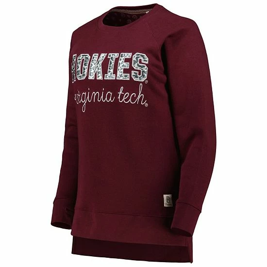 New 😀 Unbranded 👩 Women's Pressbox Maroon Virginia Tech Hokies Steamboat Animal Print Raglan Pullover Sweatshirt 🎁 - Image 3