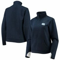 Discount 🔔 Unbranded 👩 Women's Gameday Couture Navy North Carolina Tar 👠 Heels Embossed Quarter-Zip Jacket ⌛
