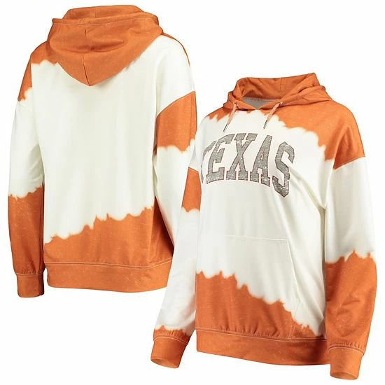 New ๐ Unbranded ๐ฉ Women's Gameday Couture White/Texas Orange Texas Longhorns For The Fun Double Dip-Dyed Pullover Hoodie ๐คฉ