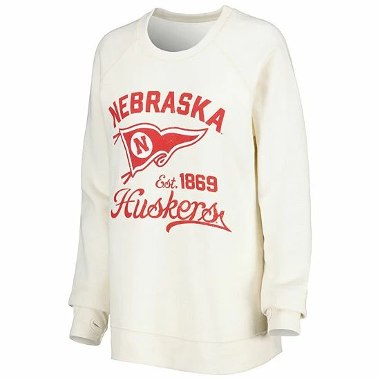 Cheapest ✔️ Unbranded 👩 Women's Pressbox Cream Nebraska Huskers Old Standard Pennant Knobi Raglan Pullover Sweatshirt 👍 - Image 3
