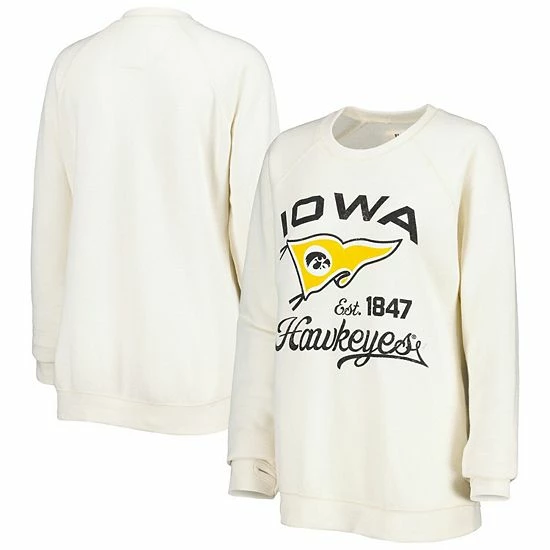 Best deal ๐ Unbranded ๐ฉ Women's Pressbox Cream Iowa Hawkeyes Old Standard Pennant Knobi Raglan Pullover Sweatshirt ๐งจ