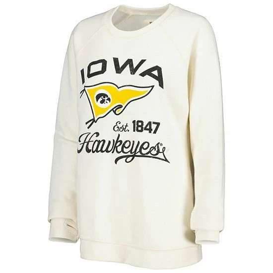 Best deal ๐ Unbranded ๐ฉ Women's Pressbox Cream Iowa Hawkeyes Old Standard Pennant Knobi Raglan Pullover Sweatshirt ๐งจ - Image 3