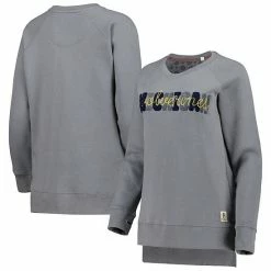 Flash Sale 🥰 Unbranded 👩 Women's Pressbox Gray Michigan Wolverines Pinehurst Chenille Raglan Pullover Sweatshirt 👏