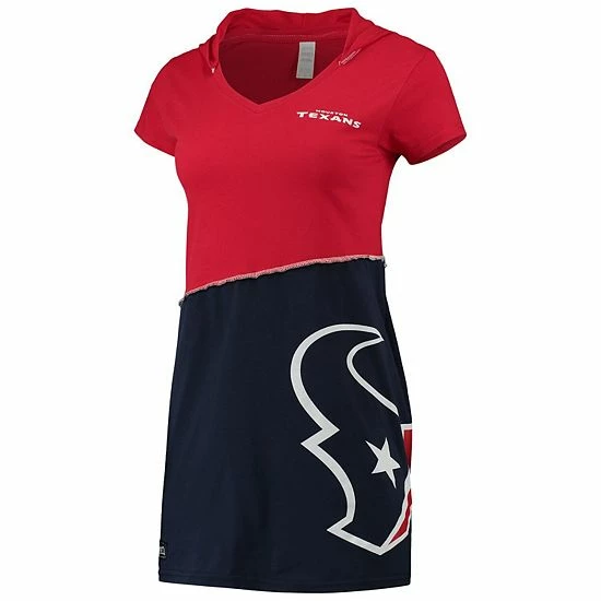 Best deal 🔥 Unbranded 👩 Women's Refried Apparel Red/Navy Houston Texans Sustainable Hooded Mini 👗 Dress 😀 - Image 2