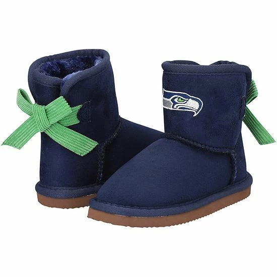 Hot Sale ❤️ Unbranded 👧 Girls Toddler Cuce College Navy Seattle Seahawks Low Team Ribbon 🥾 Boots 🔔