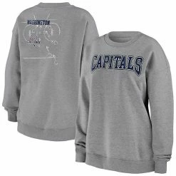 Wholesale 🧨 Unbranded 👩 Women's WEAR By Erin Andrews Heathered Gray Washington Capitals Oversized Pullover Sweatshirt 🔔