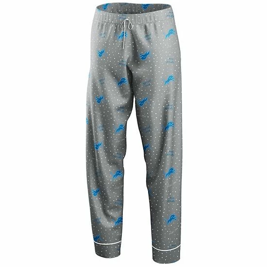Outlet ๐คฉ Unbranded ๐ฉ Women's WEAR By Erin Andrews Silver Detroit Lions Long Sleeve Button-Up ๐ Shirt & Pants Sleep Set ๐คฉ - Image 5