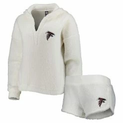 Wholesale 🔥 Unbranded 👩 Women's Concepts Sport Cream Atlanta Falcons Fluffy Hoodie Top & Shorts Set 🌟