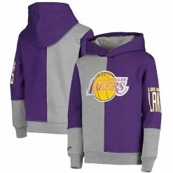 Brand new 🎉 Unbranded Youth Mitchell & Ness Purple/Heathered Gray Los Angeles Lakers Hardwood Classics Split Color Fleece Pullover Hoodie 👍