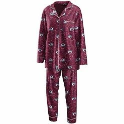 Outlet ⌛ Unbranded 👩 Women's WEAR By Erin Andrews Burgundy Colorado Avalanche Long Sleeve Button-Up 👚 Shirt & Pants Sleep Set 🤩