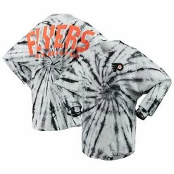 Promo 🔔 Unbranded 👩 Women's Black Philadelphia Flyers Spiral Tie-Dye Long Sleeve T-Shirt 🛒