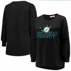 Top 10 🧨 Unbranded 👩 Women's Black Miami Dolphins Plus Size Fleece Pullover Sweatshirt 🎉