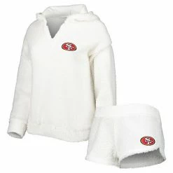 Wholesale 🔥 Unbranded 👩 Women's Concepts Sport Cream San Francisco 49ers Fluffy Hoodie Top & Shorts Set 💯