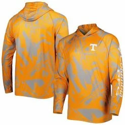 New ✨ Unbranded Men's Columbia Tennessee Orange/Gray Tennessee Volunteers Super Terminal Tackle Omni-Shade Raglan Long Sleeve Hoodie T-Shirt ⭐