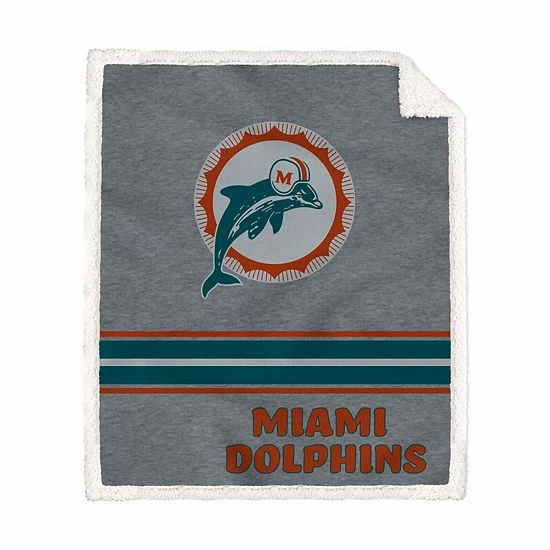 Top 10 ⌛ Unbranded Miami Dolphins 50'' X 60'' Vintage Triple Stripe Sherpa Blanket ⭐