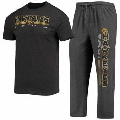 Hot Sale 💯 Unbranded Men's Concepts Sport Heathered Charcoal/Black Iowa Hawkeyes Meter T-Shirt & Pants Sleep Set 🛒