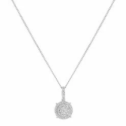 Cheap 🎉 Unbranded Sterling Silver 1/2 Carat T.W. Diamond Circle Pendant Necklace 👍