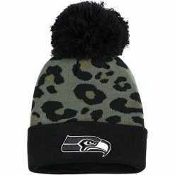Hot Sale 🧨 Unbranded 👩 Women's '47 Green/Black Seattle Seahawks Bagheera Cuffed Knit Hat With Pom ✨