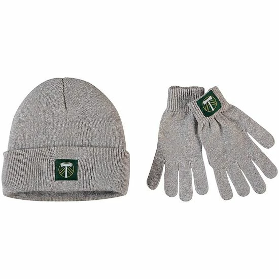 Coupon ❤️ Unbranded 👩 Women's ZooZatz Heathered Gray Portland Timbers Cuffed Knit Hat & Gloves Set 👏