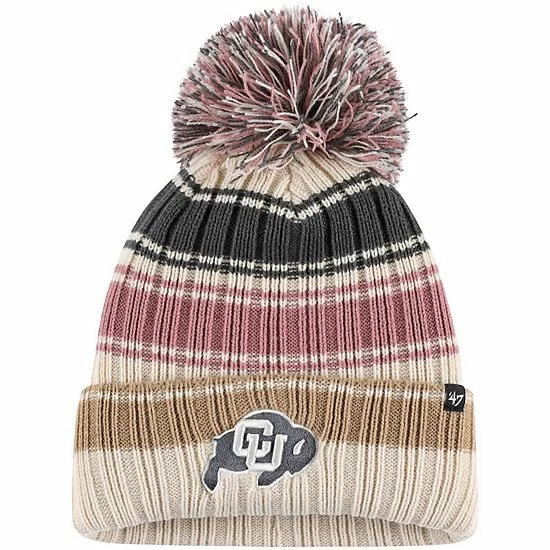 Cheapest 🛒 Unbranded 👩 Women's '47 Cream Colorado Buffaloes Daphne Cuffed Knit Hat With Pom 😍
