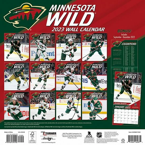 Hot Sale ๐ Unbranded Minnesota Wild 2023 12" X 12" Team Wall Calendar ๐ - Image 3