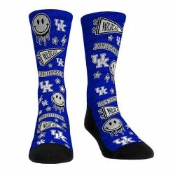 Coupon 🎁 Unbranded Rock Em 🧦 Socks Kentucky Wildcats Smiley Stickers Crew 🧦 Socks ✨