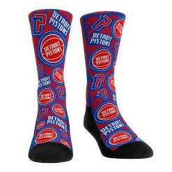 Hot Sale 😀 Unbranded Men's Rock Em 🧦 Socks Detroit Pistons Sketch Crew 🧦 Socks 🔔