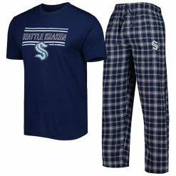 Best deal 🛒 Unbranded Men's Concepts Sport Navy/Gray Seattle Kraken Badge T-Shirt & Pants Sleep Set ⭐