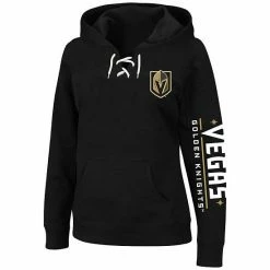 Best deal 🔥 Unbranded 👩 Women's Black Vegas Golden Knights Plus Size Lace-Up Pullover Hoodie 🎁