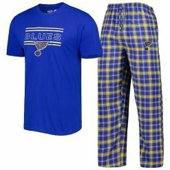Best Sale ❤️ Unbranded Men's Concepts Sport Blue/Gold St. Louis Blues Badge T-Shirt & Pants Sleep Set 🎁