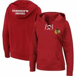 Best deal 🤩 Unbranded 👩 Women's Red Chicago Blackhawks Plus Size Lace-Up Pullover Hoodie 🥰