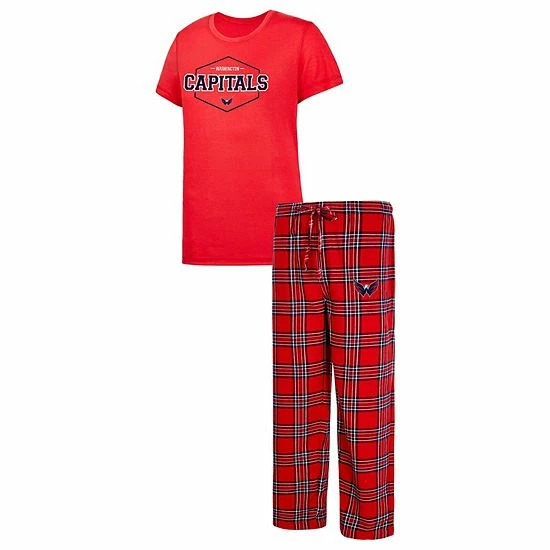 New 🔥 Unbranded 👩 Women's Concepts Sport Red/Navy Washington Capitals Badge T-Shirt & Pants Sleep Set 💯