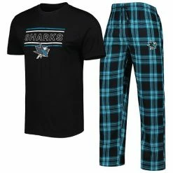 Brand new ⭐ Unbranded Men's Concepts Sport Black/Teal San Jose Sharks Badge T-Shirt & Pants Sleep Set 🎉