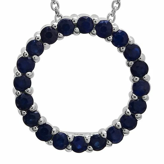 Best deal ❤️ Unbranded Sterling Silver Sapphire Open Circle Pendant Necklace ⭐ - Image 3