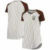 Promo 😀 Unbranded 👩 Women's Concepts Sport White/Brown San Diego Padres Vigor Pinstripe Raglan V-Neck Nightshirt 🧨
