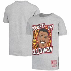 Cheap 😀 Unbranded Youth Mitchell & Ness Hakeem Olajuwon Gray Houston Rockets Hardwood Classics King Of The Court Player T-Shirt ❤️