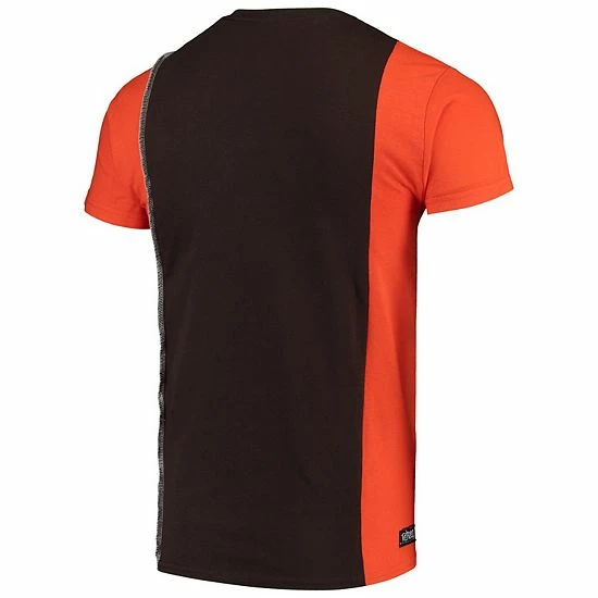Best Pirce 👏 Unbranded Men's Refried Apparel Brown/Orange Cleveland Browns Sustainable Upcycled Split T-Shirt 👍 - Image 4