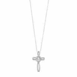 Deals 🔥 Unbranded 1/4 Carat T.W. Diamond Cross Pendant Necklace Silver Tone 🤩