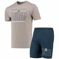 New ⌛ Unbranded Men's Concepts Sport Navy/Gray New York Yankees Meter T-Shirt And Shorts Sleep Set 👏