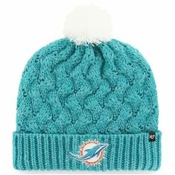 Brand new 🤩 Unbranded 👩 Women's '47 Aqua Miami Dolphins Fiona Logo Cuffed Knit Hat With Pom ✨