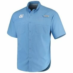 Best deal 🧨 Unbranded Men's Columbia Light Blue North Carolina Tar 👠 Heels PFG Tamiami 👕 Shirt 🎉