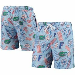 Budget ⌛ Unbranded Men's Wes & Willy Light Blue Florida Gators Vintage Floral Swim Trunks 😀